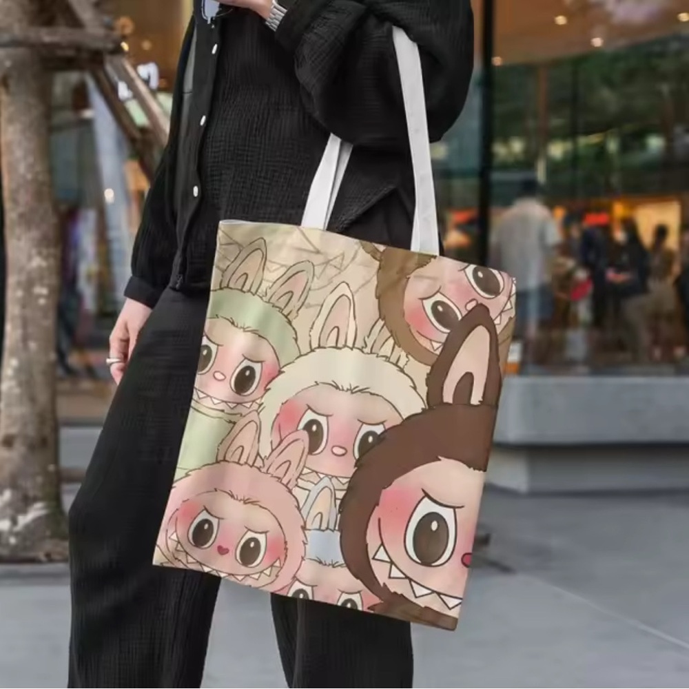 Labubu Canvas Tote Bag, (16"x14")